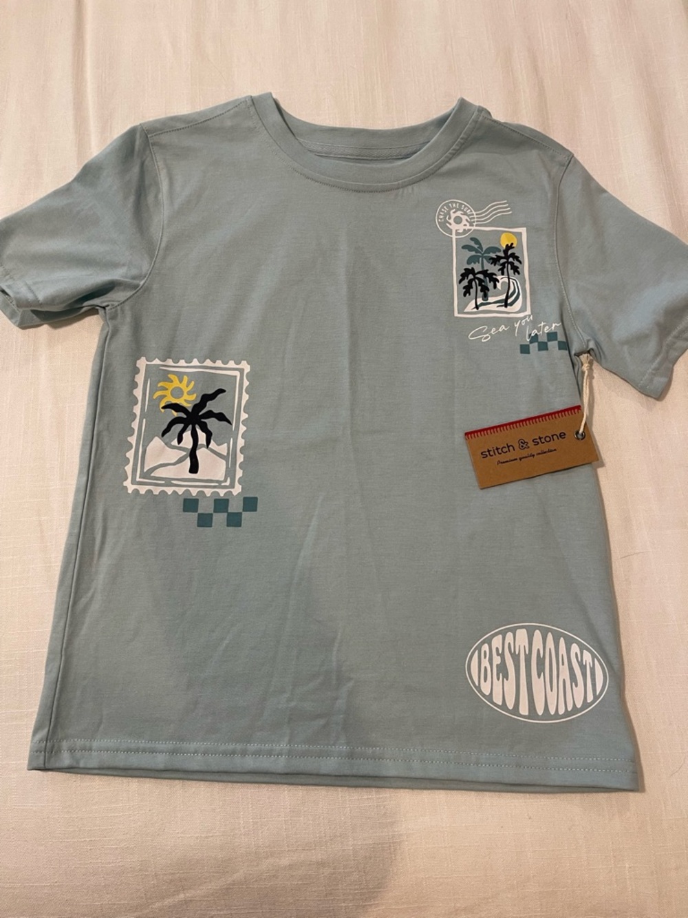 Stitch & Stone Kids' Sea Vibes Graphic Tee - Light teal Blue